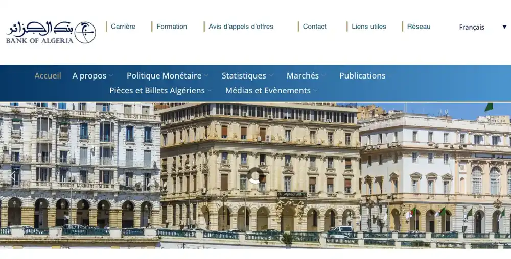 Site officiel de la Banque d'Algérie