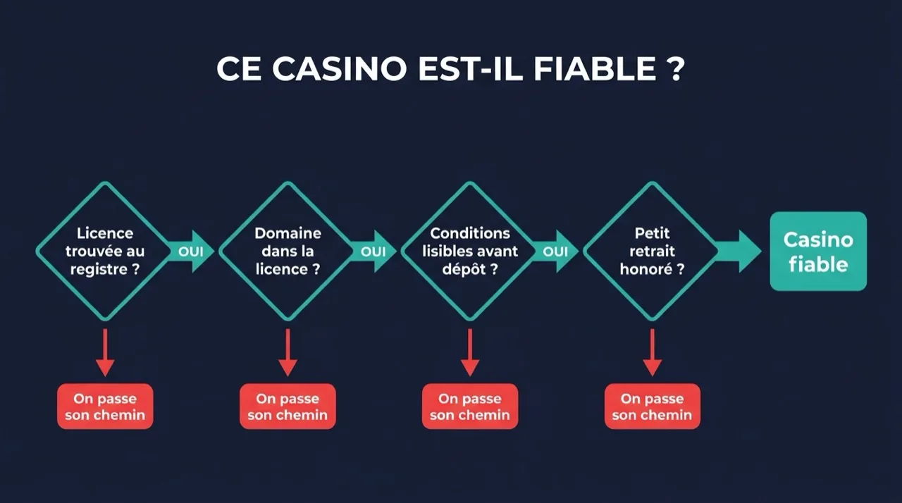 Arbre de décision : les quatre questions pour savoir si un casino en ligne est fiable