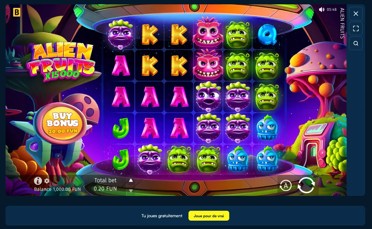 Alien Fruits de BGaming en mode démo gratuit sur Aureon Casino, sans compte