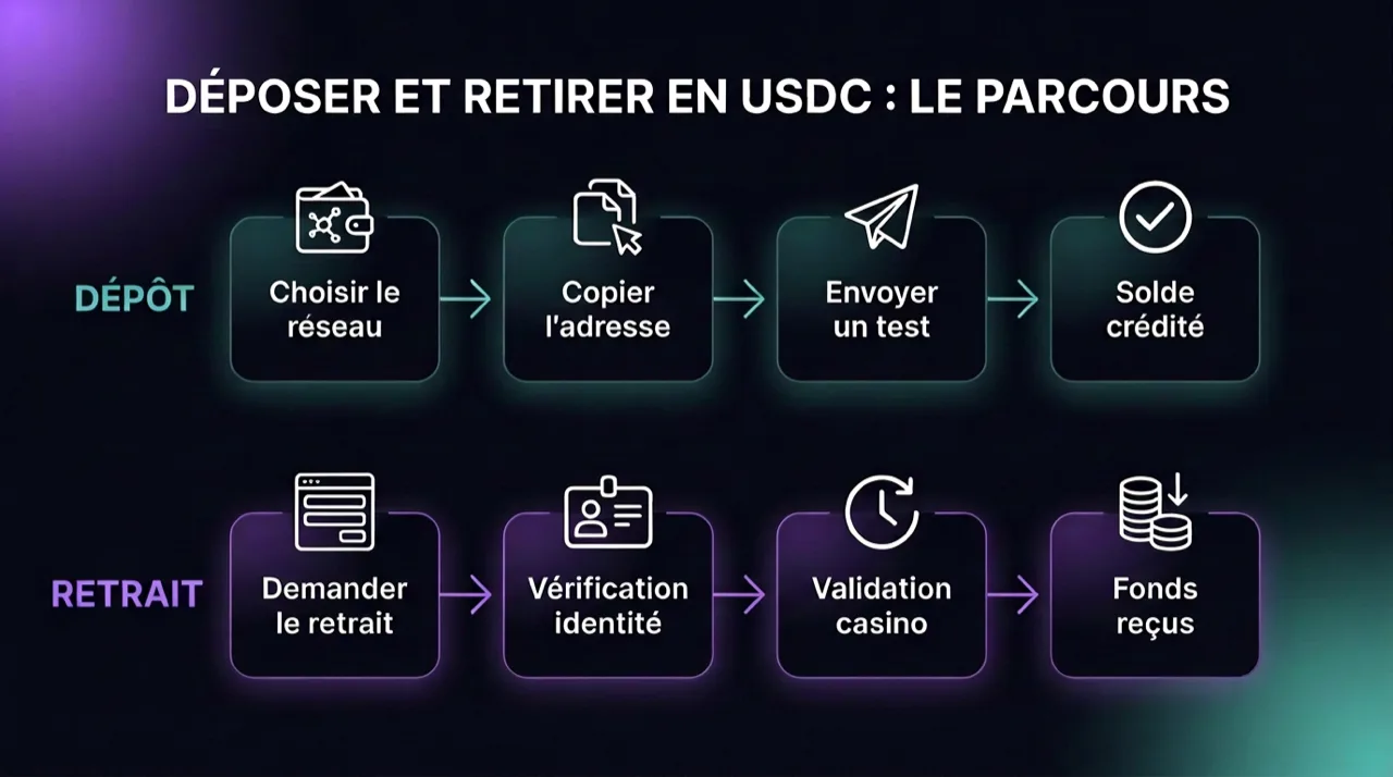 Les étapes d’un dépôt et d’un retrait en USDC sur un casino en ligne