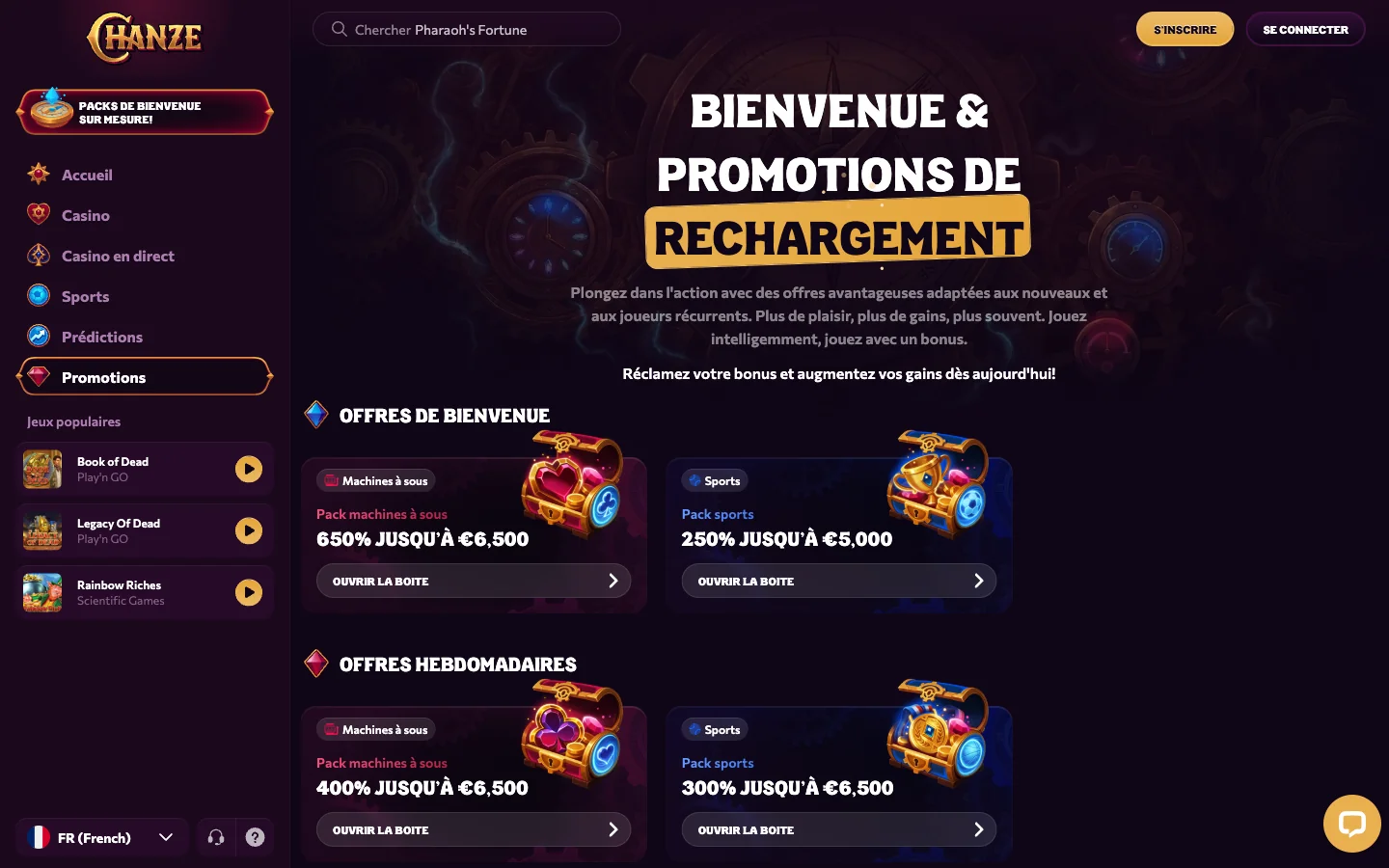 Promotions et packs de bienvenue