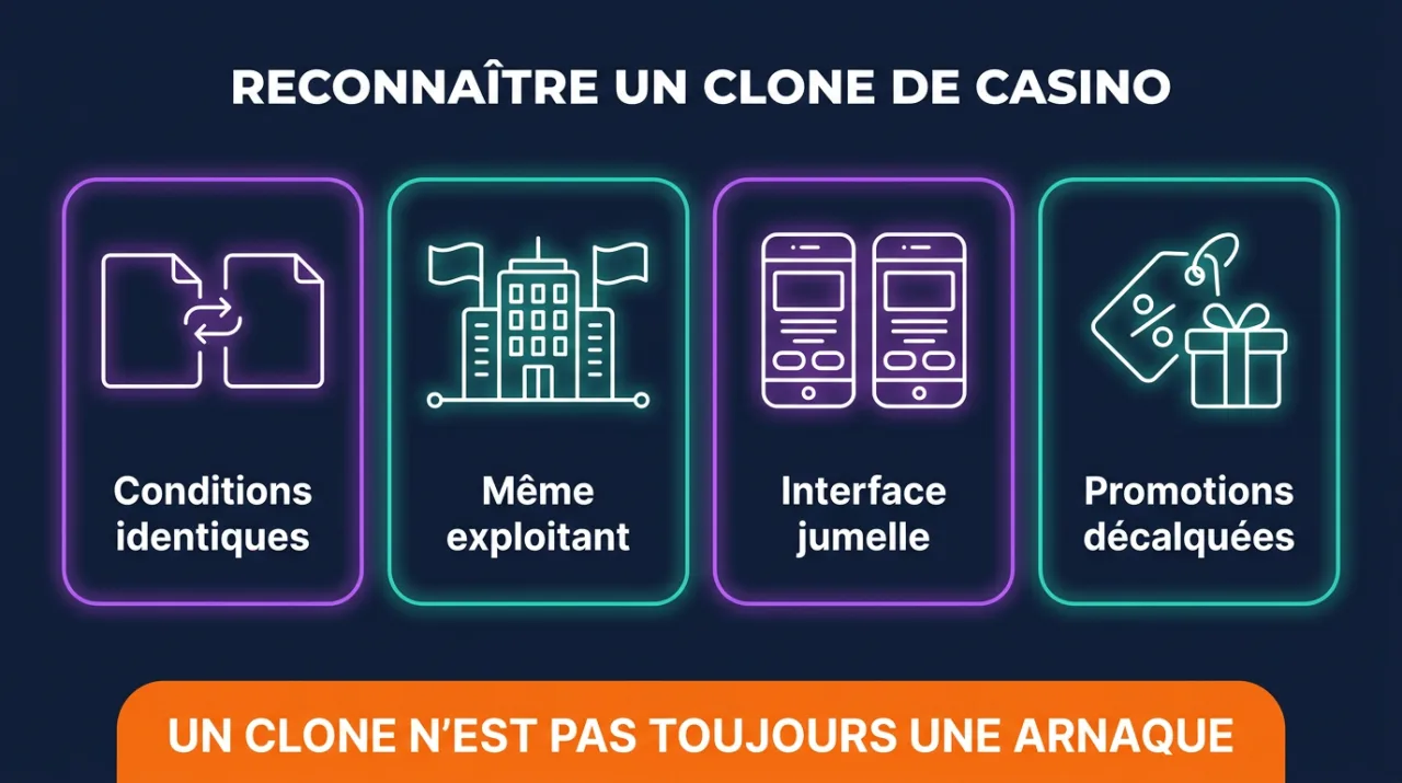 Infographie : les 4 indices qui trahissent un casino clone relancé sous un autre nom