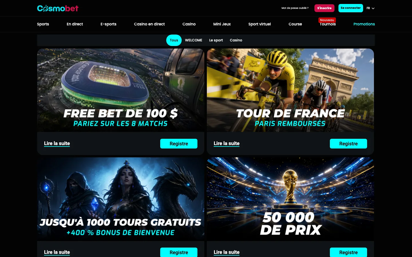 Promotions et bonus de bienvenue