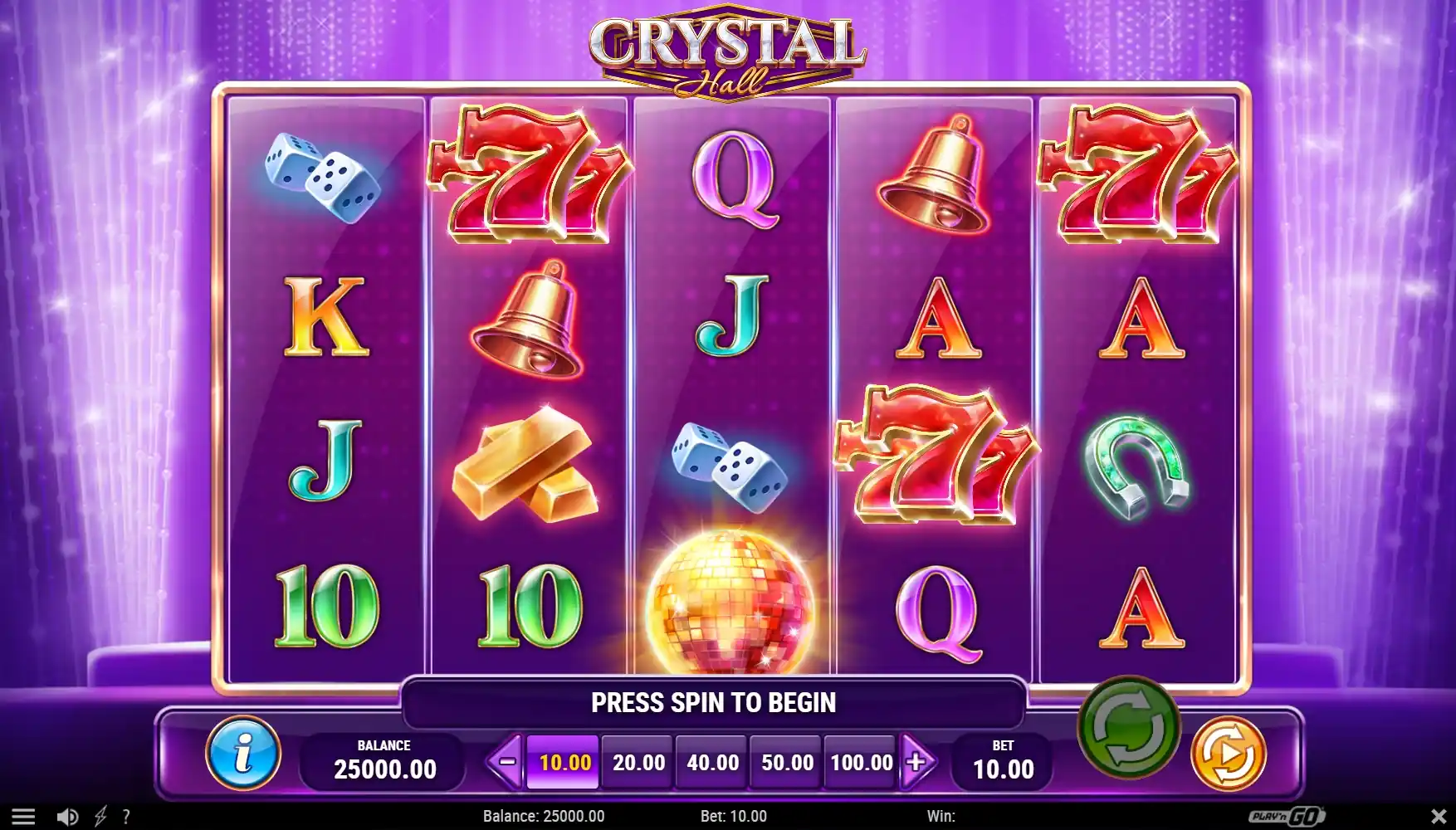 Crystal Hall machine à sous classique sept et cloches
