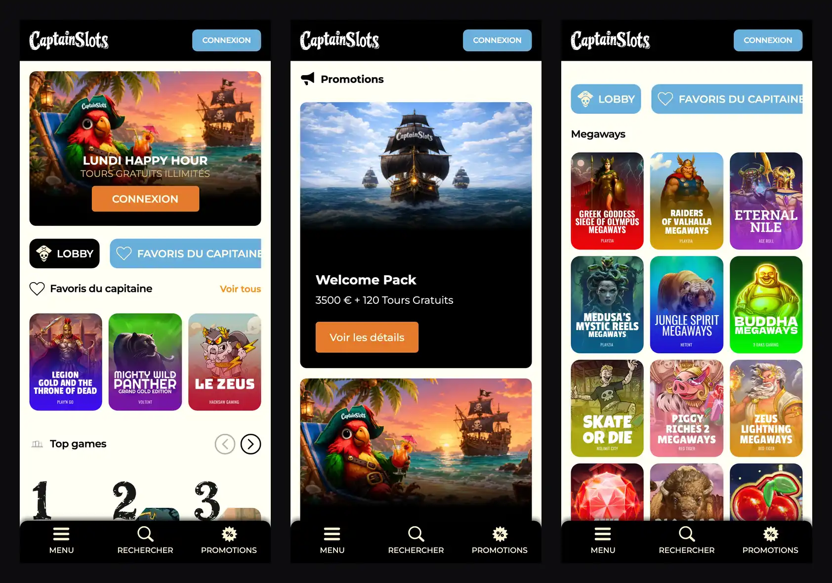 Captain Slots sur mobile