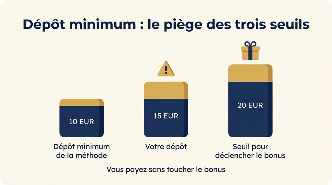 Dépôt minimum sur un casino PayPal : les trois seuils à ne pas confondre