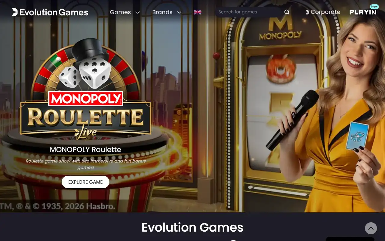 Monopoly Roulette Live sur la vitrine officielle Evolution Games