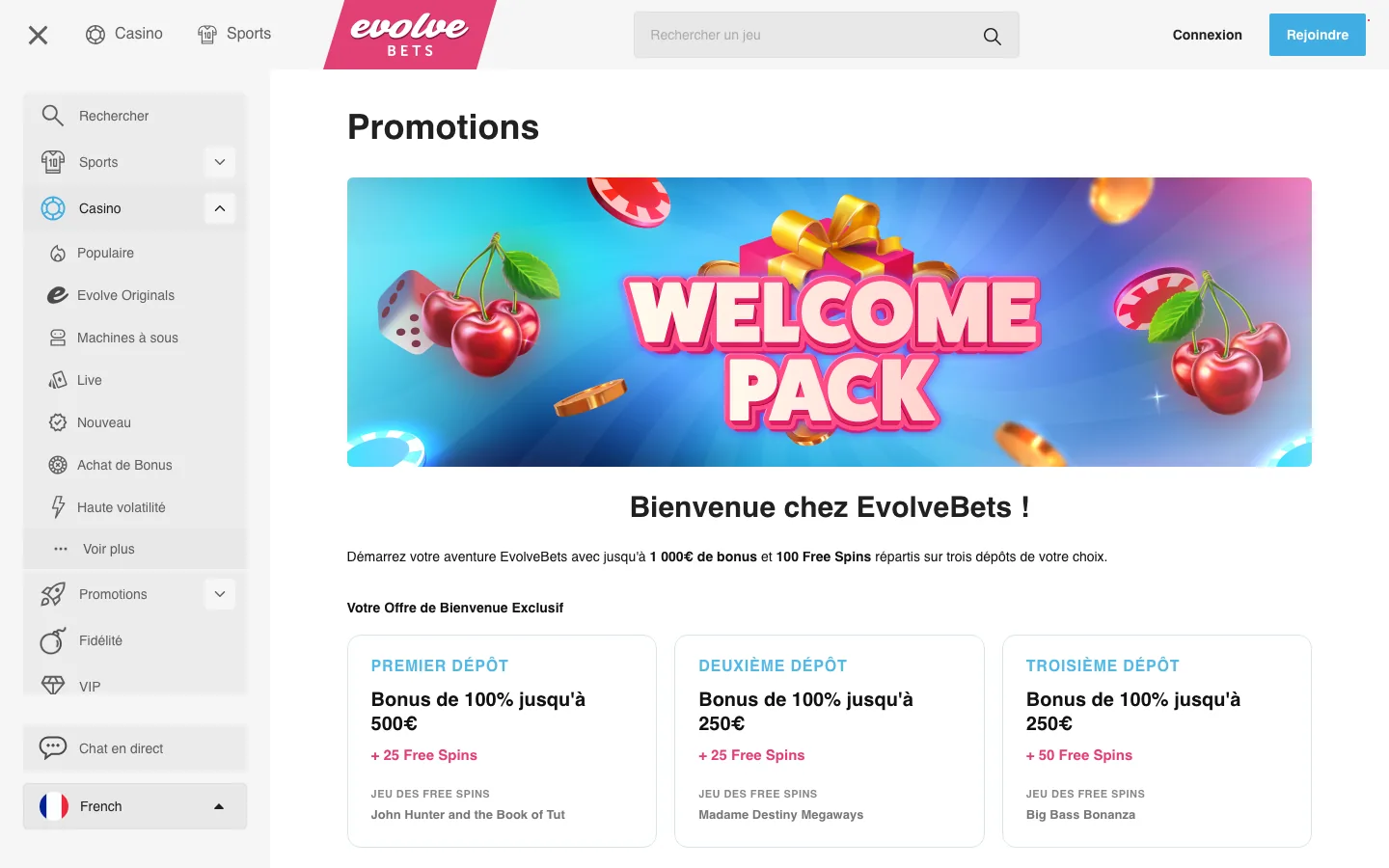 Le pack de bienvenue, dépôt par dépôt
