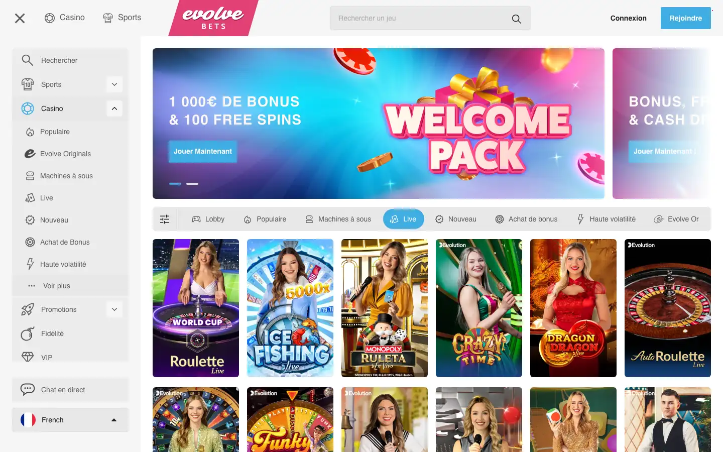 Le casino en direct, signé Evolution