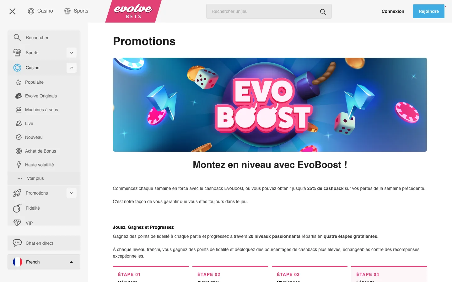 Le cashback hebdomadaire EvoBoost