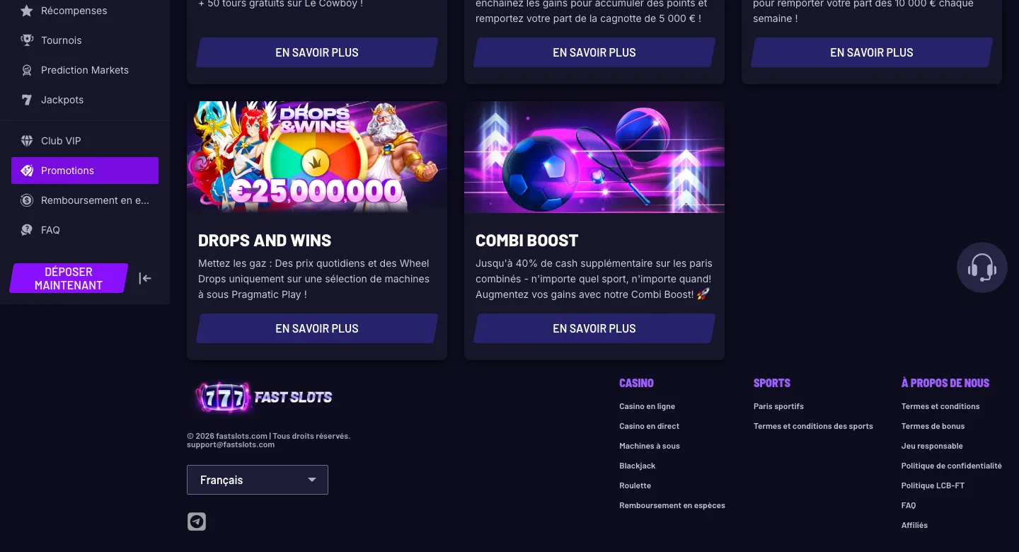 Drops and Wins et Combi Boost de Fastslots