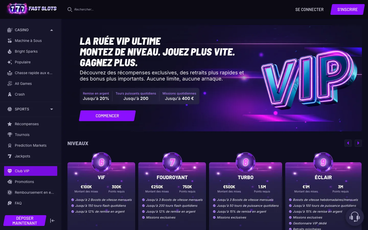 Programme VIP de Fastslots et ses paliers