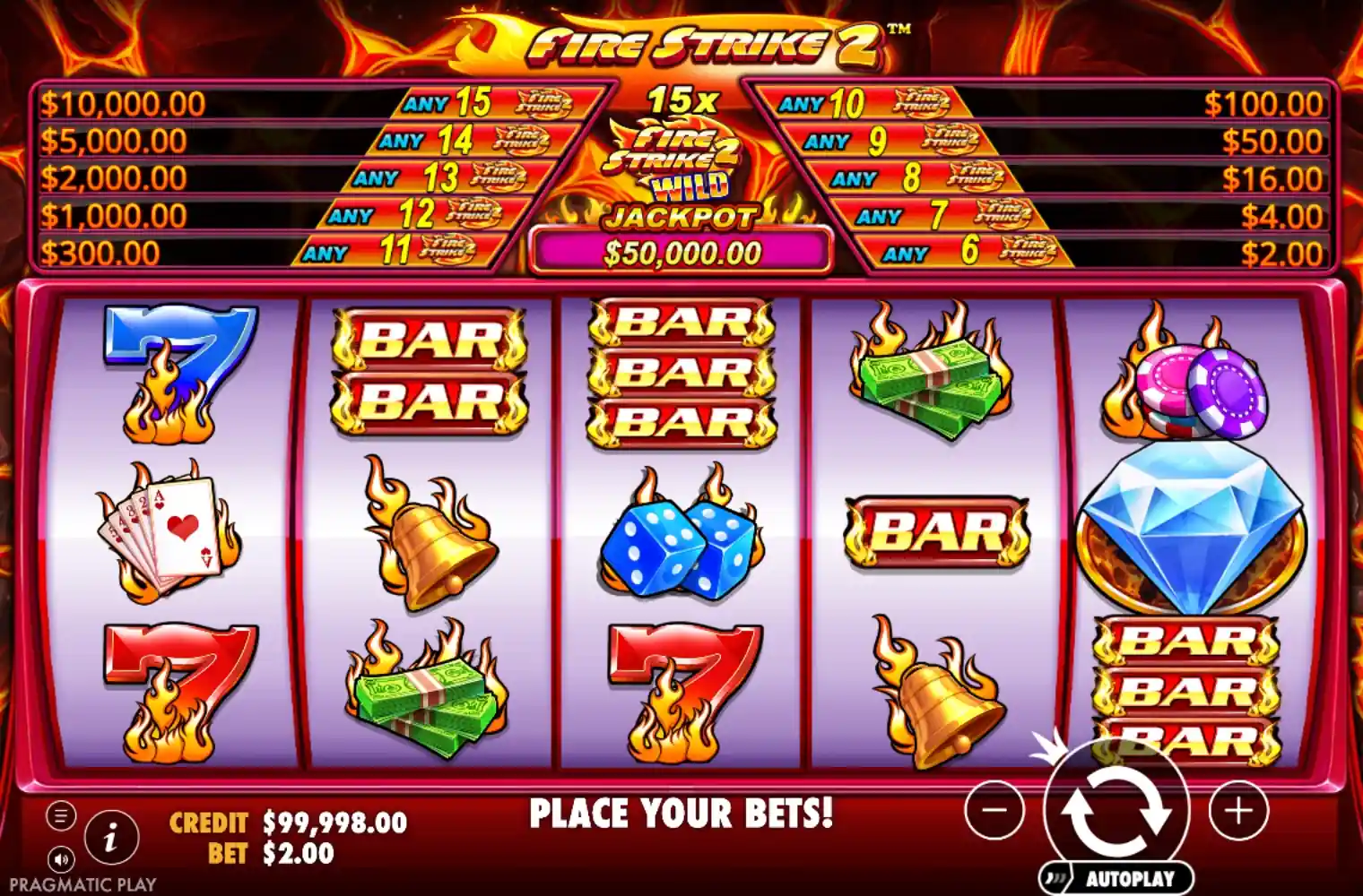 Fire Strike 2 machine à sous 777 avec jackpots