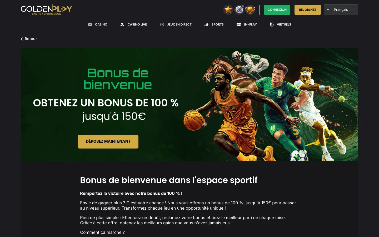 Bonus de bienvenue sportif
