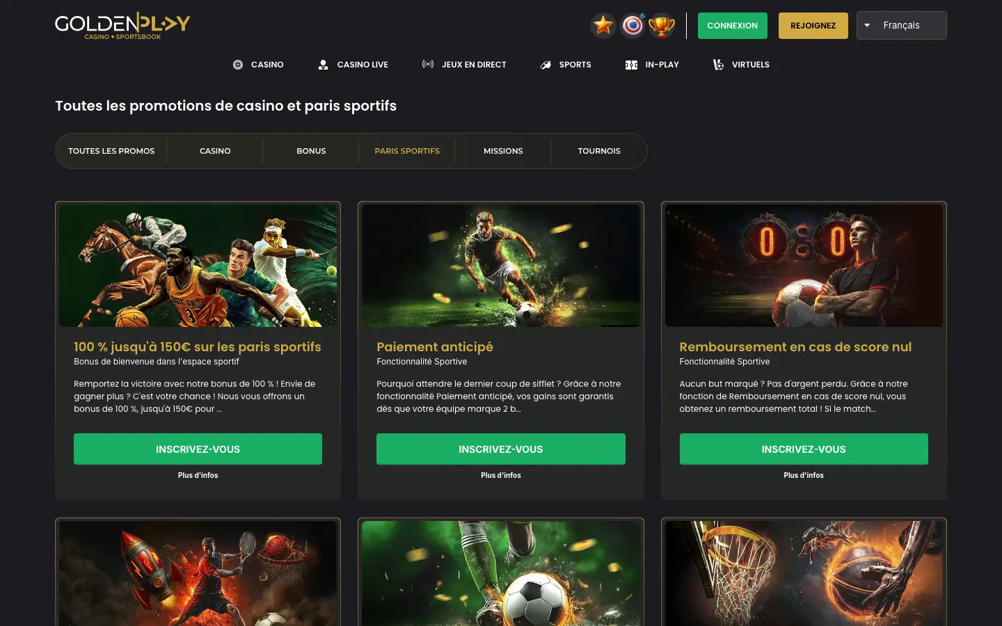 Promotions paris sportifs