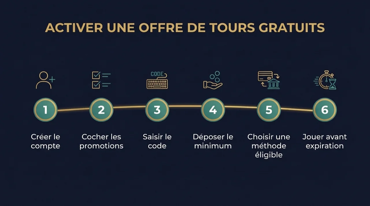 Infographie : les six étapes pour activer une offre de tours gratuits