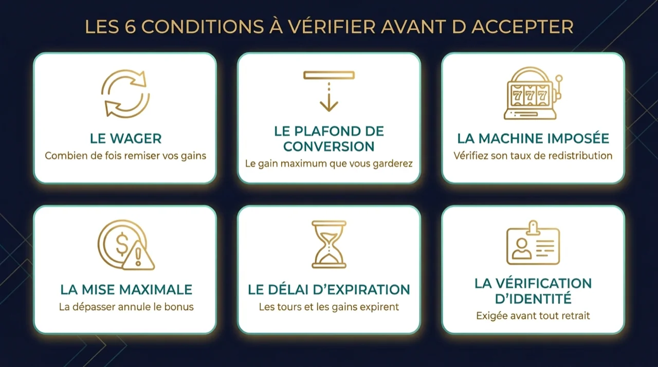 Infographie : les six conditions à vérifier avant d'accepter une offre de tours gratuits