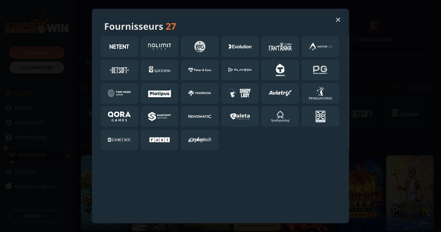 Les 27 fournisseurs affichés