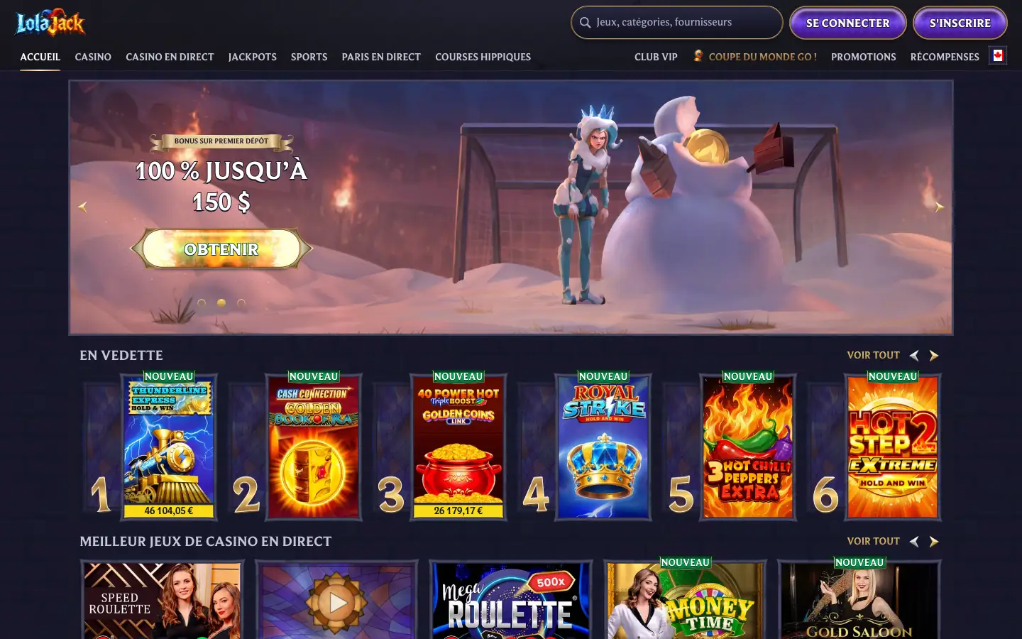 Page d'accueil de LolaJack