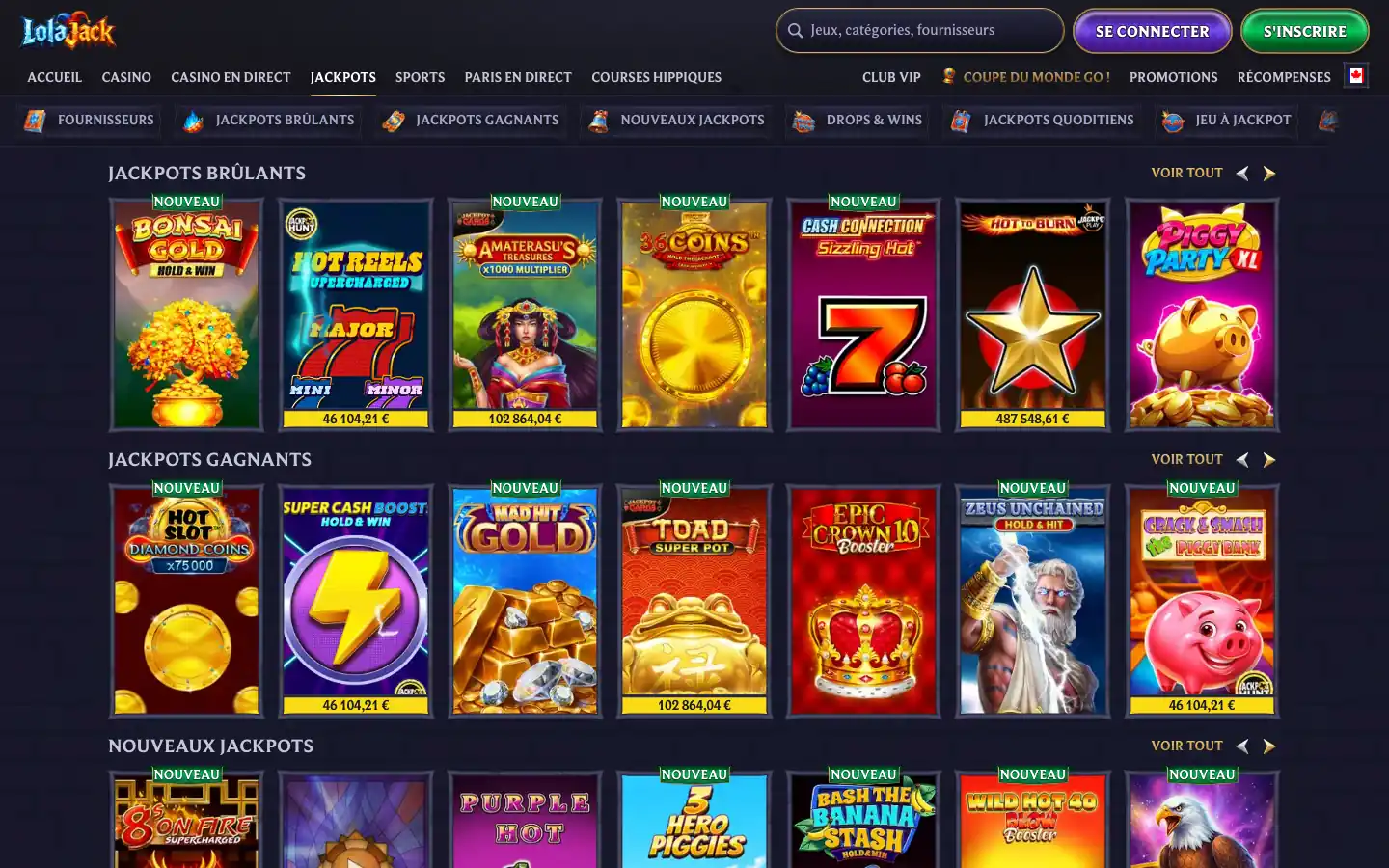 Section jackpots