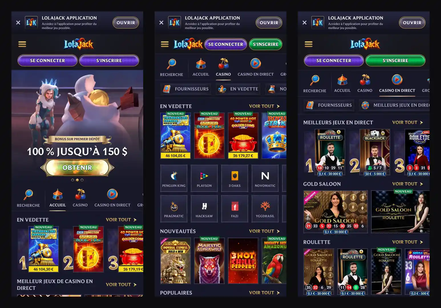 Interface mobile de LolaJack