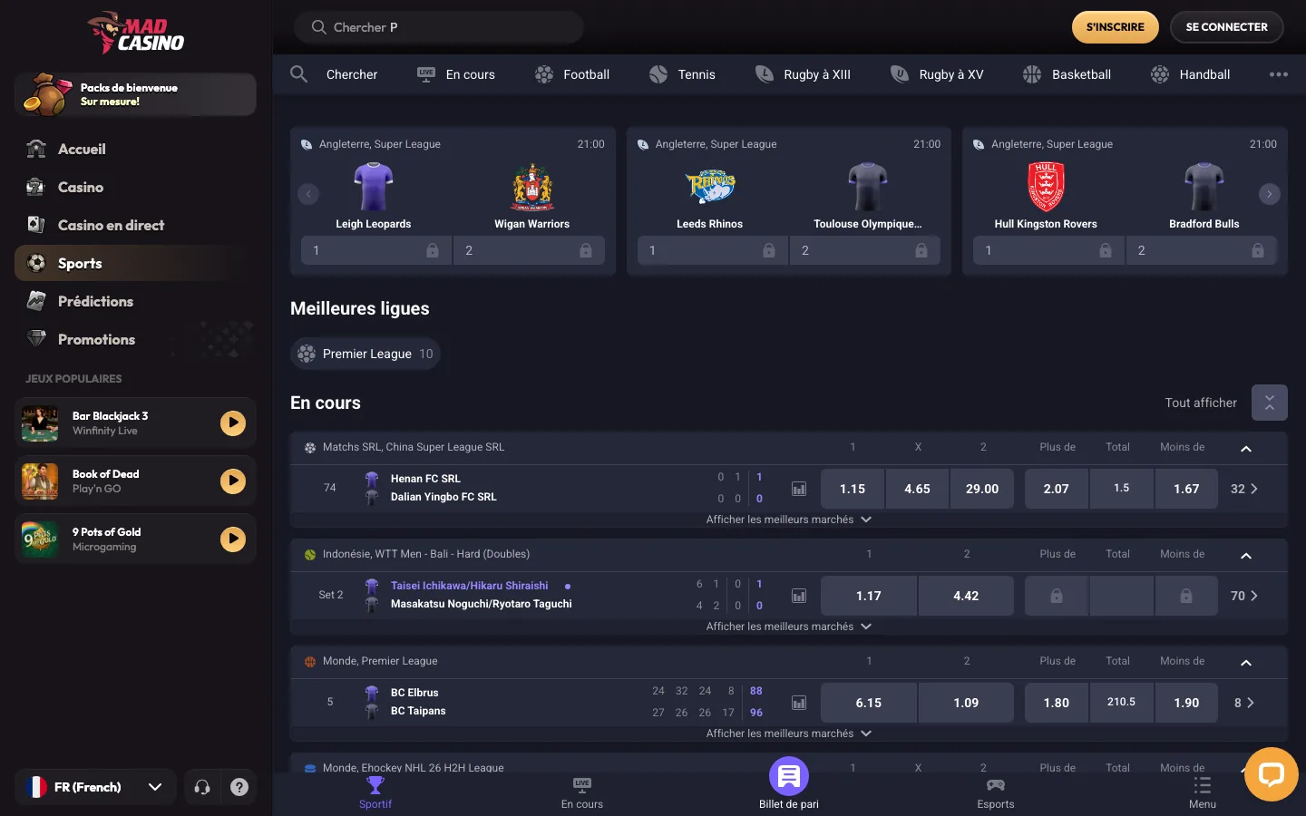 Paris sportifs et cotes en direct