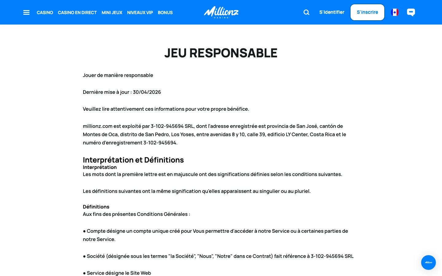 Jeu responsable