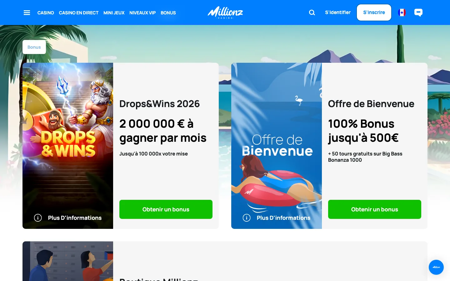 Promotions et offre de bienvenue