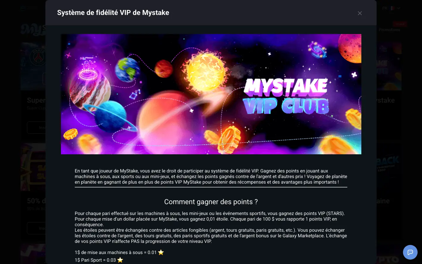 Programme VIP Galaxy et ses paliers de fidélité