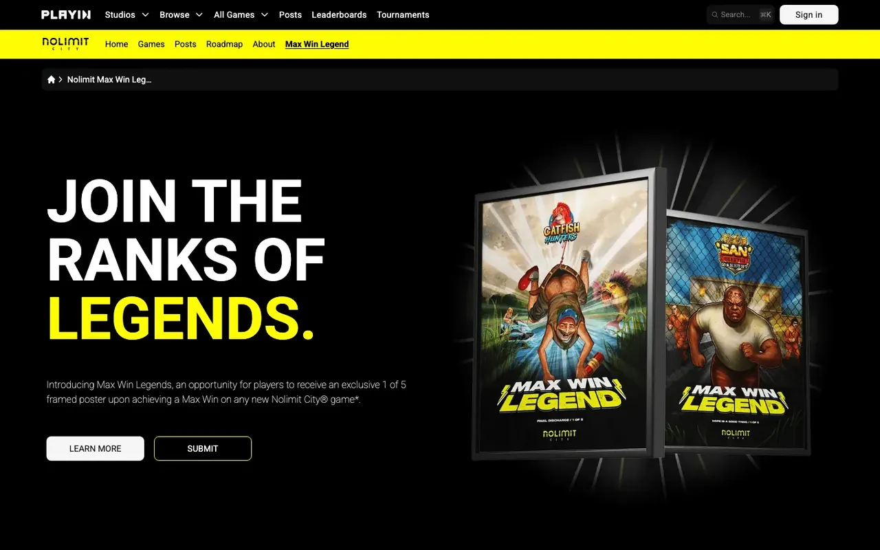 Le programme Max Win Legend de Nolimit City et ses posters en édition limitée