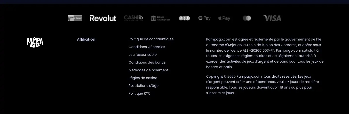 Licence et moyens de paiement
