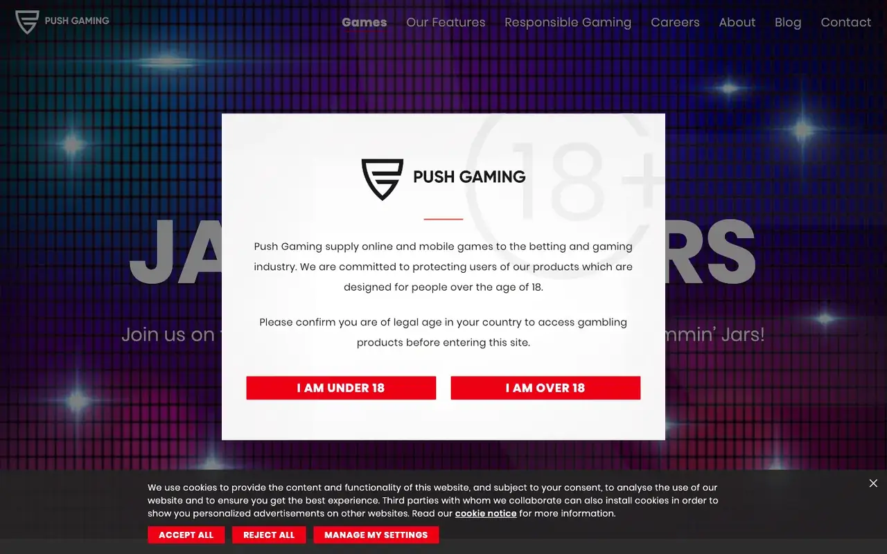Page officielle de la machine à sous Jammin' Jars de Push Gaming
