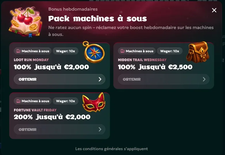 Les bonus hebdomadaires