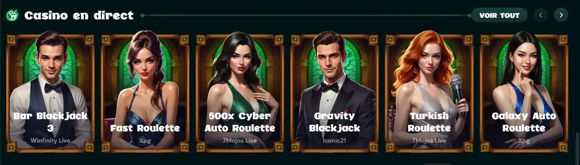 Les tables de casino en direct