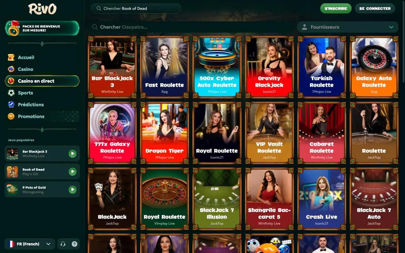 La section casino en direct