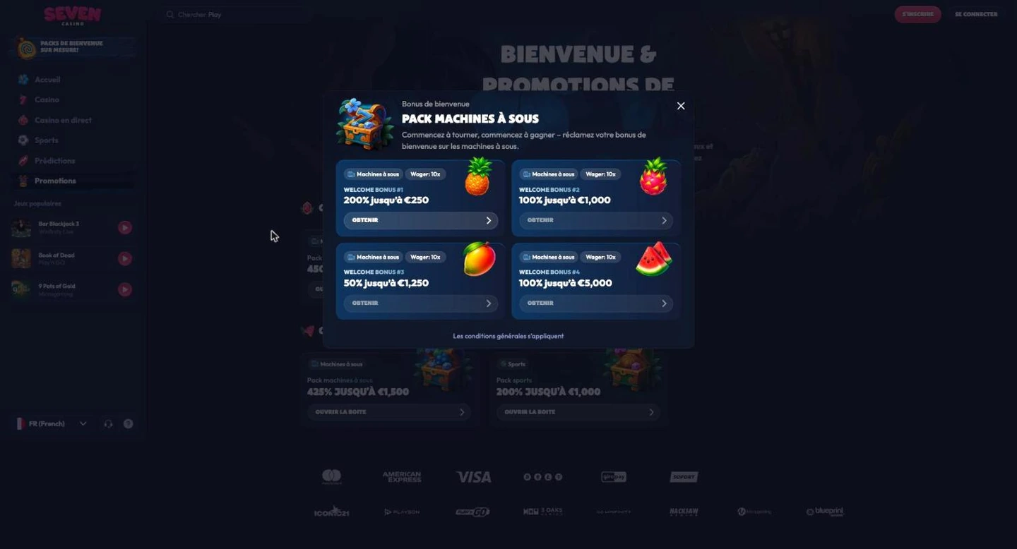 Les 4 paliers du pack de bienvenue