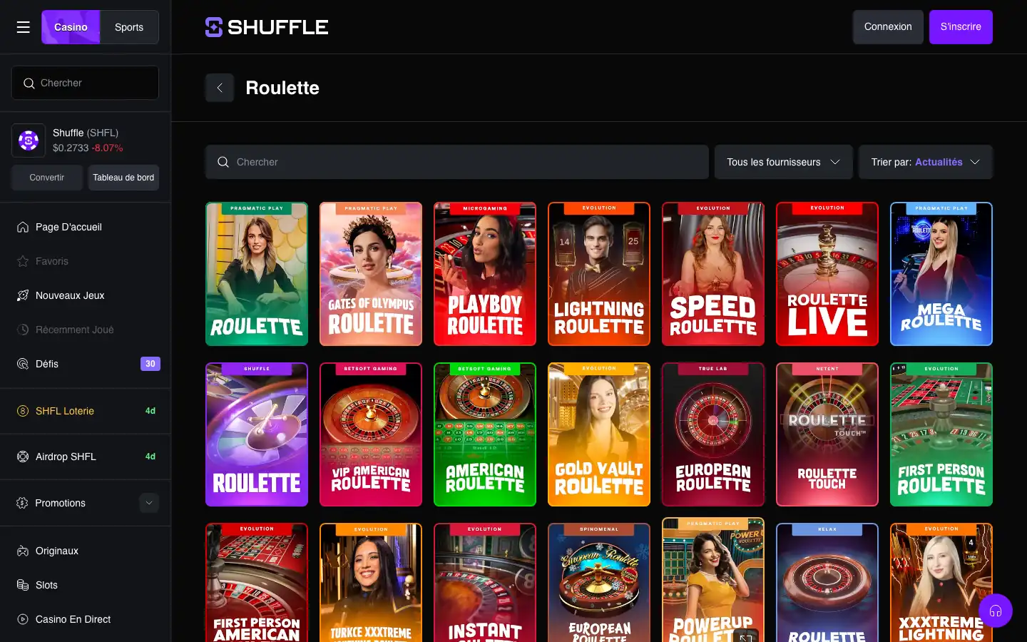 Les roulettes de Shuffle : Lightning Roulette, Speed Roulette et Roulette Live