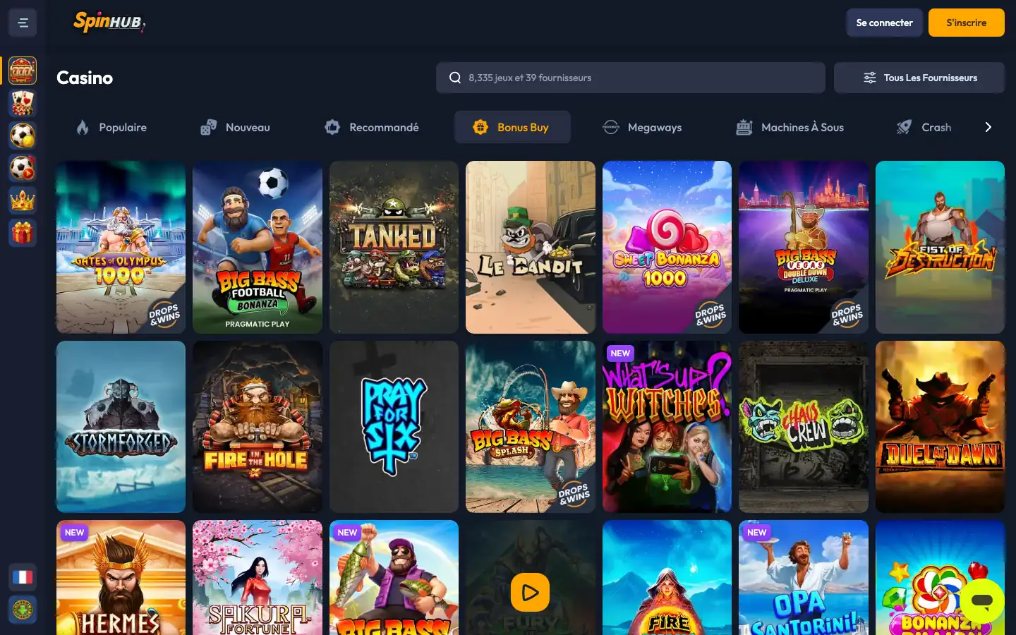 Machines à sous Bonus Buy de Spinhub Casino dont Sweet Bonanza 1000 et Fire in the Hole