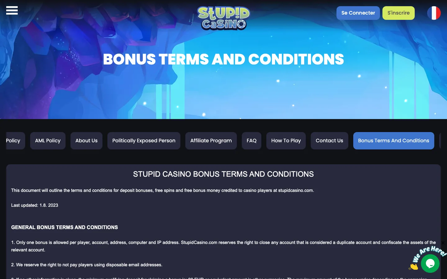 Les conditions générales des bonus