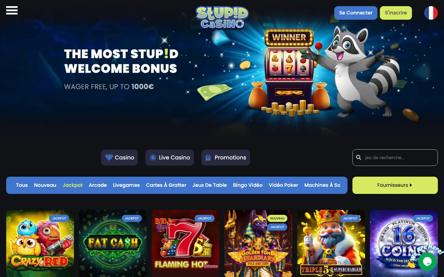 La sélection de machines à jackpot