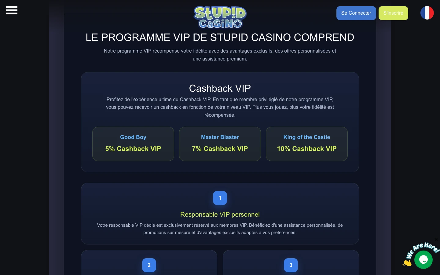 Les trois paliers du programme VIP