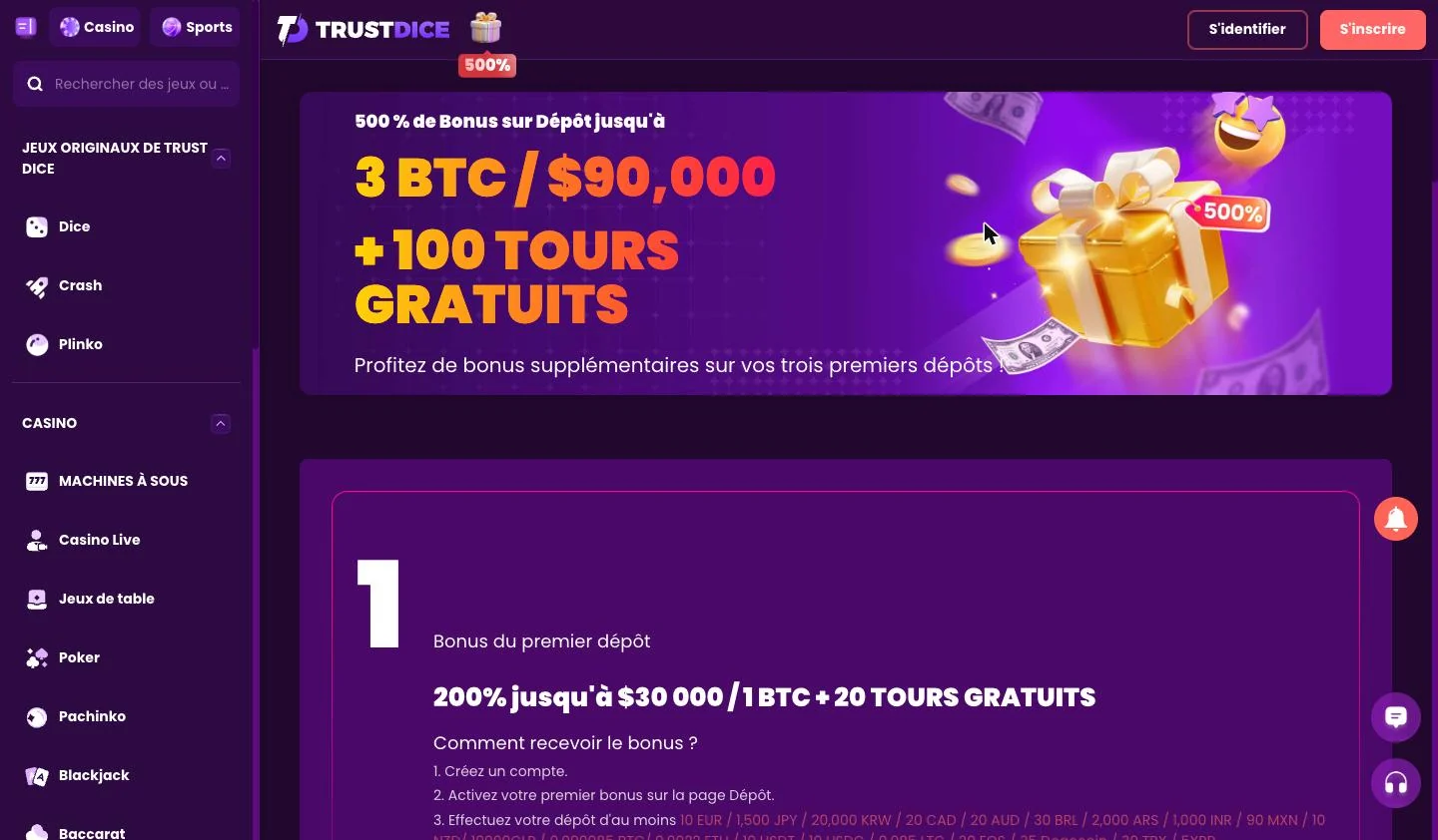 Pack de bienvenue 500 %
