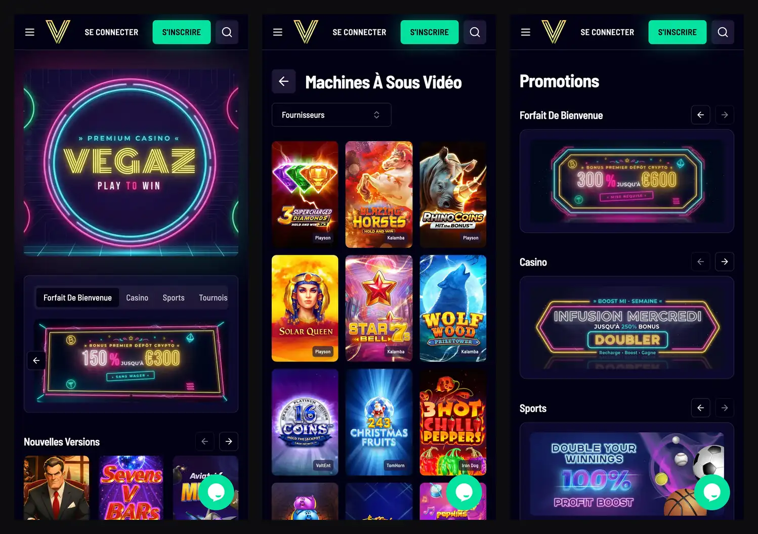 Vegaz Casino sur mobile