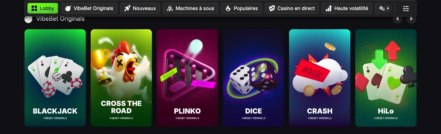 Mini-jeux VibeBet Originals