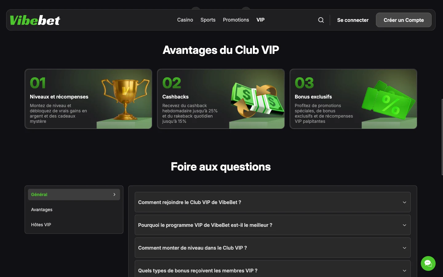 Avantages du club VIP