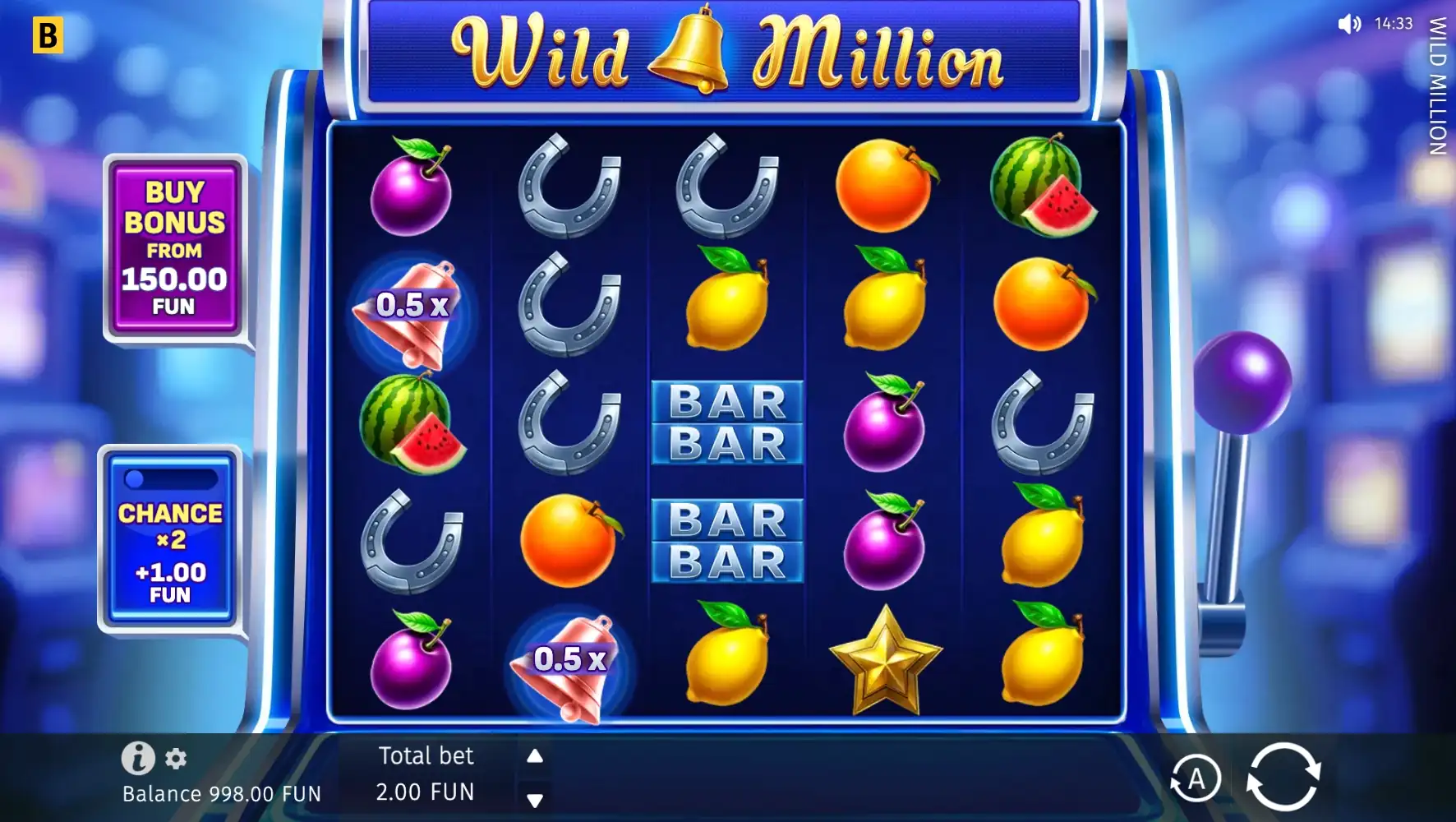 Wild Million machine à sous classique fruits