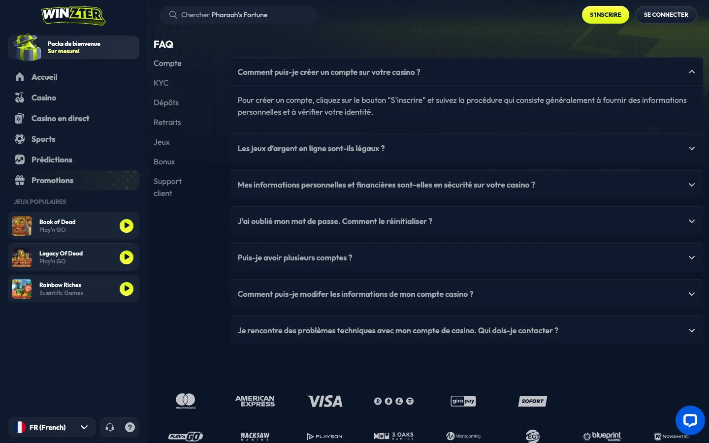 FAQ et moyens de paiement