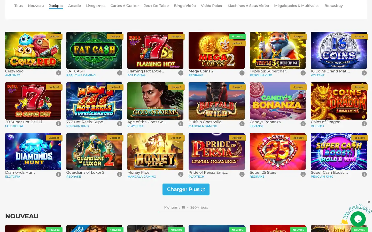 Jeux à jackpot