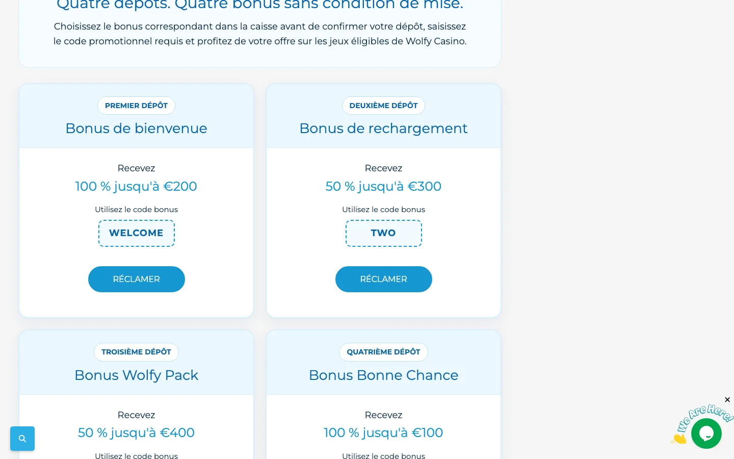 Les quatre paliers du pack