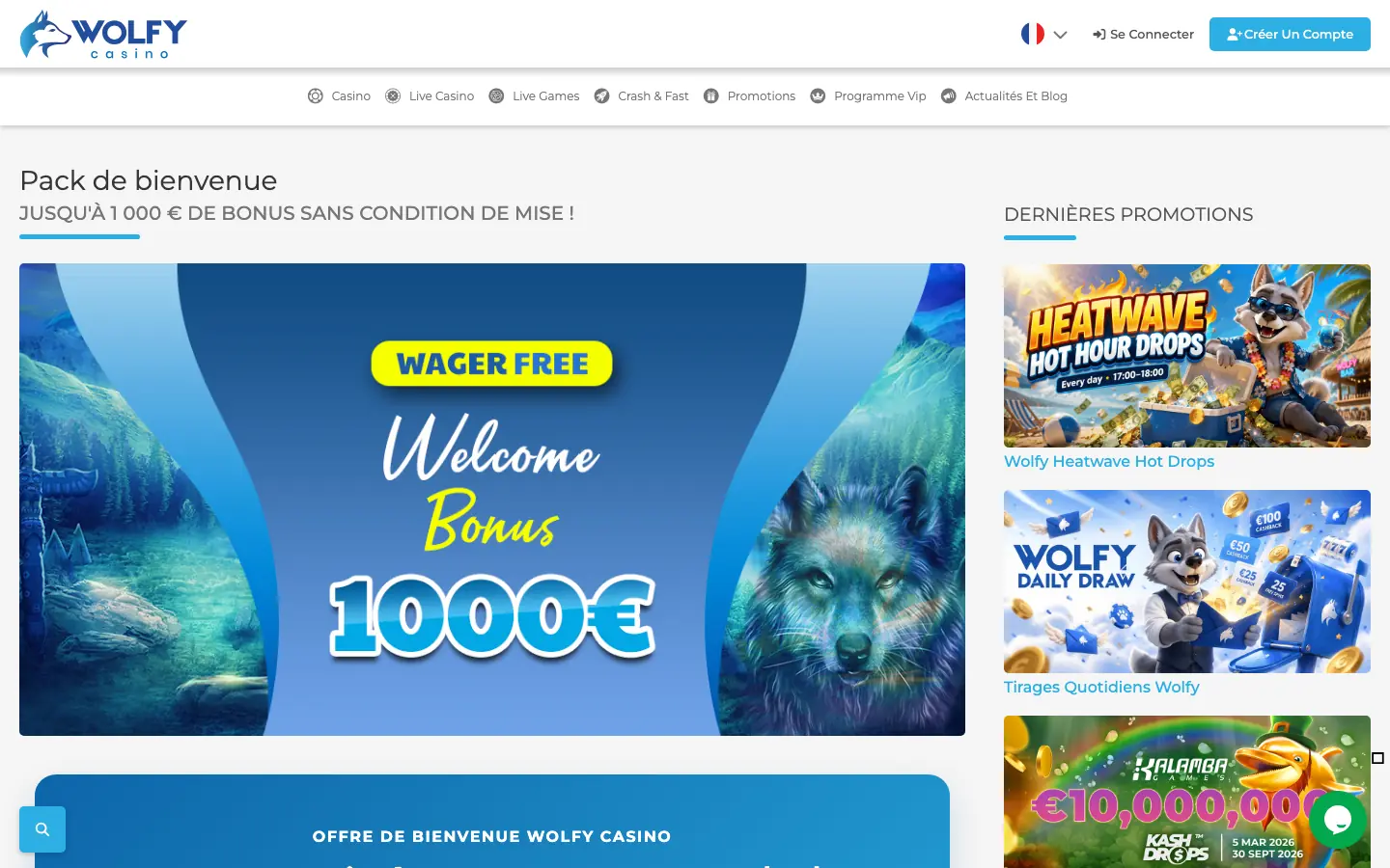 Pack de bienvenue 1 000 €